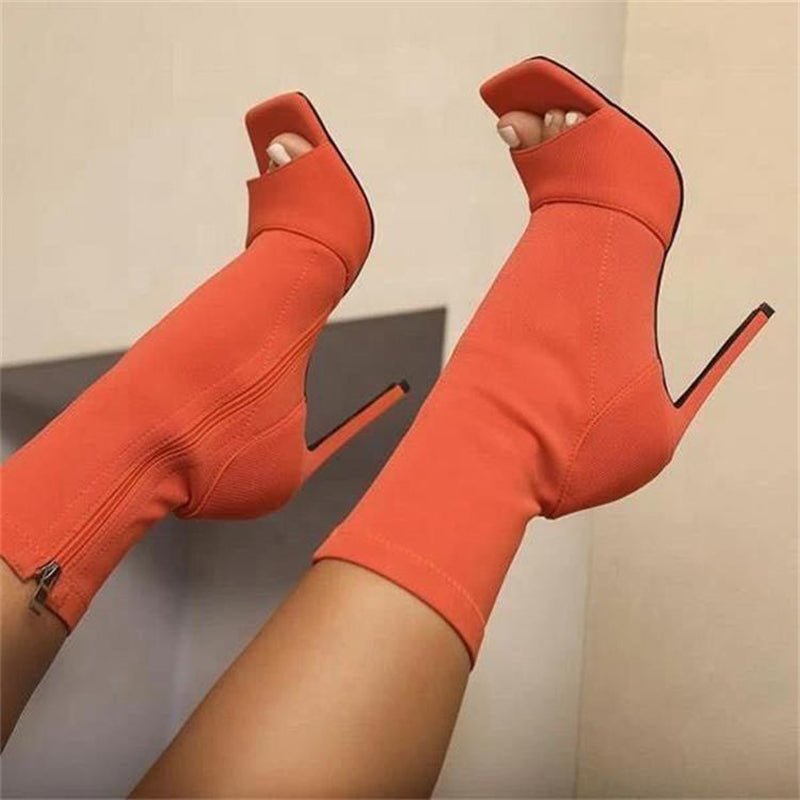 best Women summer fashion sock high heel sandals solid color zipper sexy open toes high heels shoes Women Shoes shop online at M2K Trends for women`s shoes