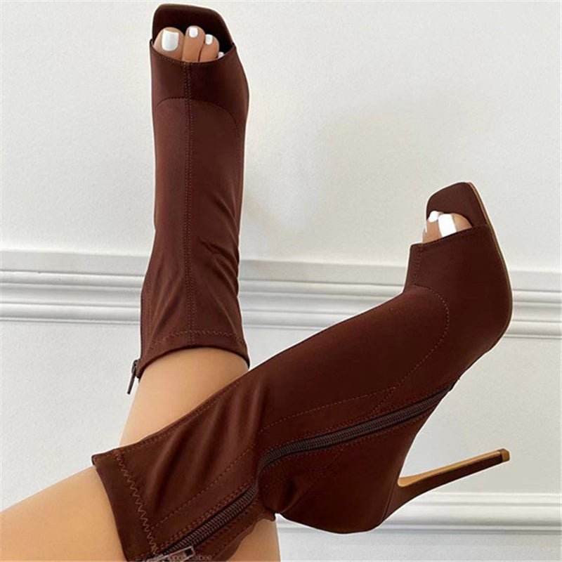 best Women summer fashion sock high heel sandals solid color zipper sexy open toes high heels shoes Women Shoes shop online at M2K Trends for women`s shoes