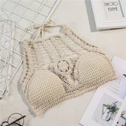 best Women Summer Short Vest Sexy Hollow Out Plain White Halter Vest Strap Crop Tops Crochet Bikini Tank Tops Shirt Hot Tank Top 0 shop online at M2K Trends for