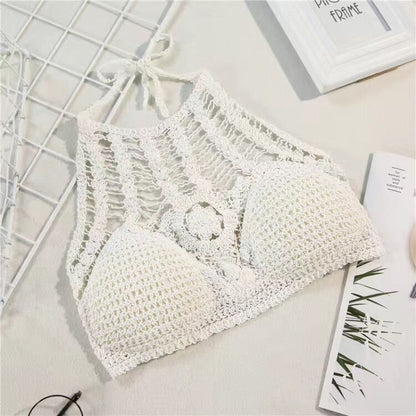 best Women Summer Short Vest Sexy Hollow Out Plain White Halter Vest Strap Crop Tops Crochet Bikini Tank Tops Shirt Hot Tank Top 0 shop online at M2K Trends for