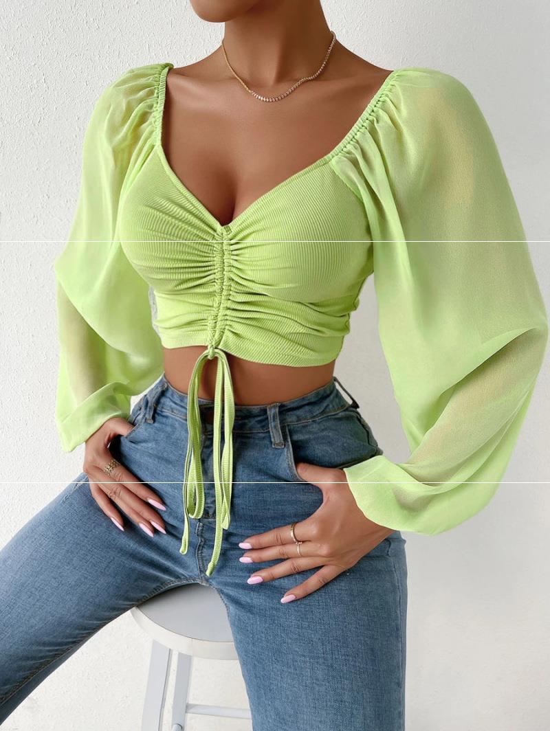 best Women V-neck Mesh Sexy Top 0 shop online at M2K Trends for