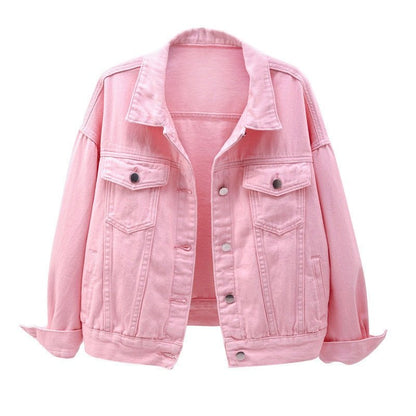 best Women Denim Jacket Spring Autumn Short Coat Pink Jean Jackets Casual Tops Loose Tops Lady Outerwear 0 shop online at M2K Trends for