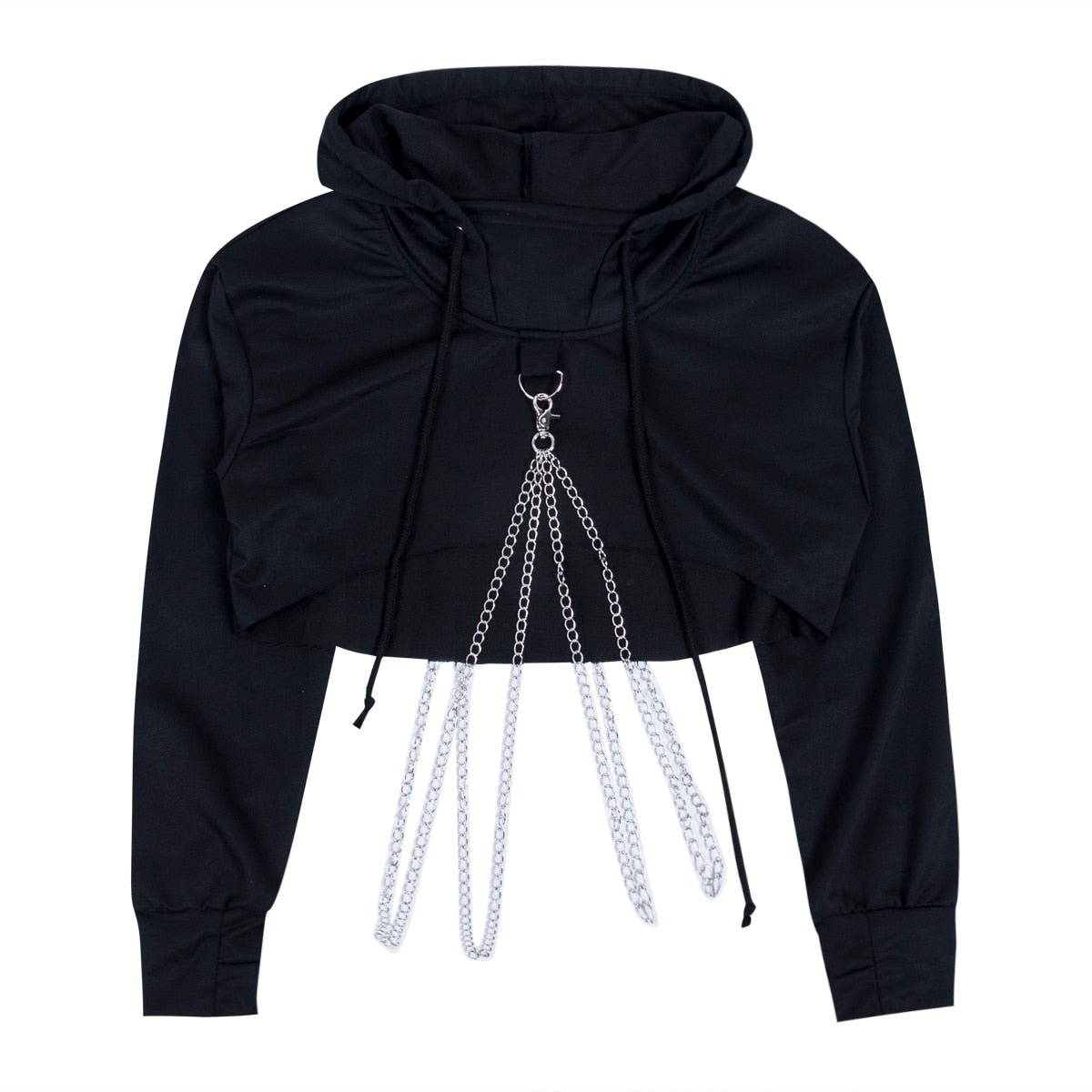 best Women Sexy Gothic Plaid Crop Top Hoodies Chain Long Sleeve Jumper Hooded Pullover Casual Sweatshirt Streetwear 0 shop online at M2K Trends for