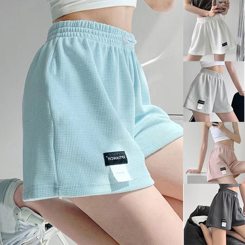 best Women's Shorts 2023 Summer High Waisted Sports Shorts Loose Bottoms Female Casual Elastic Waist Hot Pants Solid Color Homewear 0 shop online at M2K Trends for
