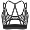 best Women's Hollow Fishnet Halter Elastic Spaghetti Straps Crisscross Back Cutout Underboob Vest Crop Tops Festival Rave Clubwear 0 shop online at M2K Trends for