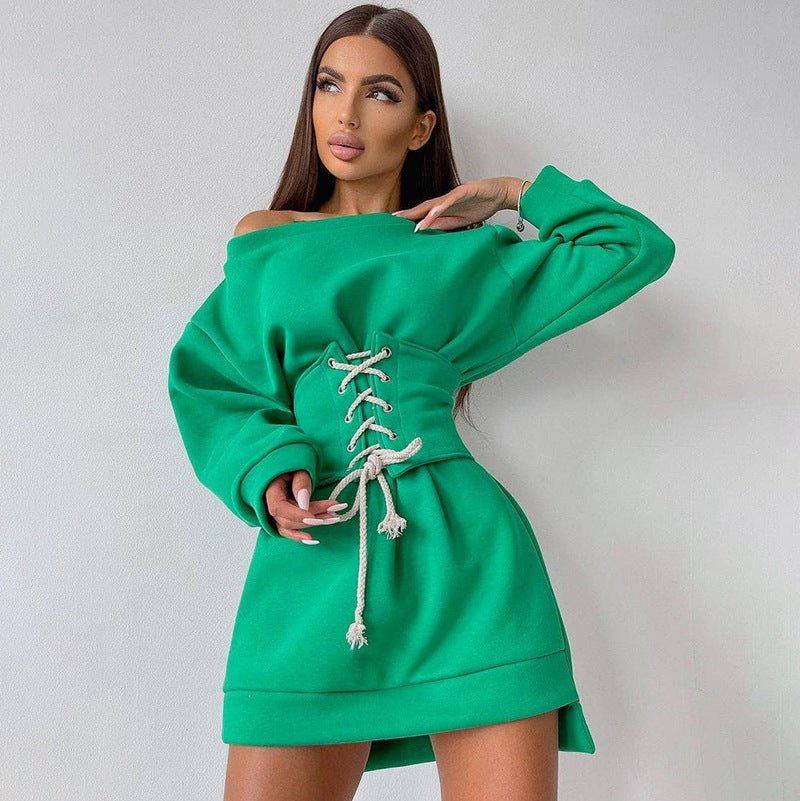 best Women's Long Sleeve Tunic Drawstring Dress Dresses shop online at M2K Trends for tunic