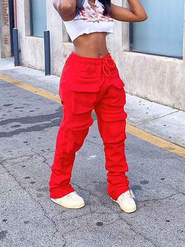 best Women's Red Stacked Sweatpants High Waist Tracksuits Y2K Harajuku Joggers Streetwear Mall Goth Cargo Pants 2021 Safari Trousers Women Casual Cargo Pants shop online at M2K Trends for Women's Red Stacked Sweatpants High Waist Tracksuits Y2K Harajuku Joggers Streetwear Mall Goth Cargo Pants 2021 Safari Trousers