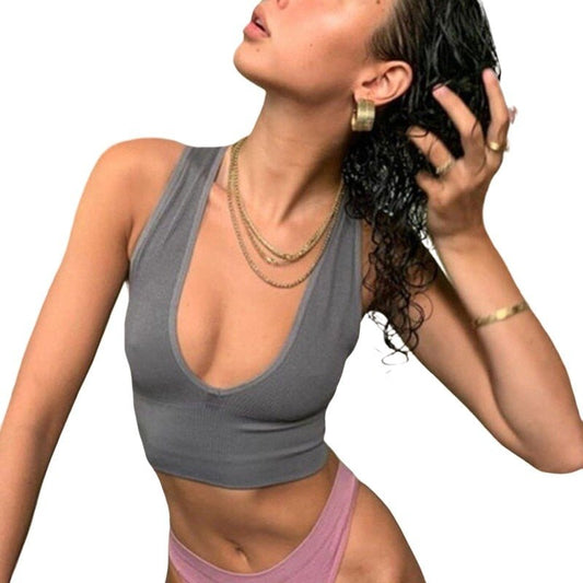 best Women's Sports Top Seamless Bras Crop Top Female Underwear Sexy Tank Top Cami Sexy Deep V Bralette Summer Camisole Lingerie 0 shop online at M2K Trends for