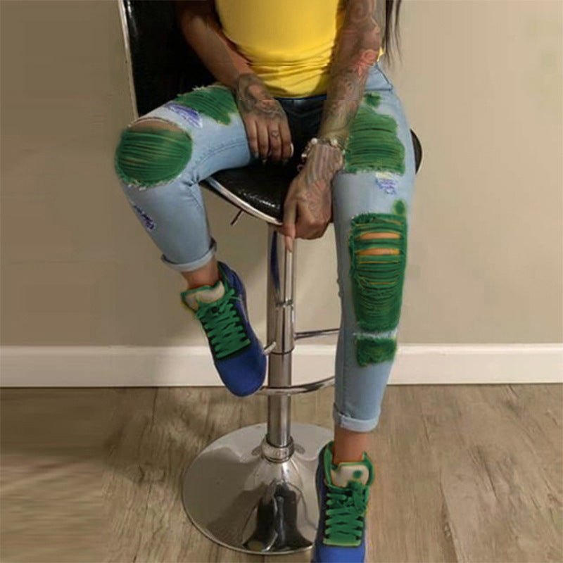 best Women's street light color ripped jeans Clothing shop online at M2K Trends for women pants