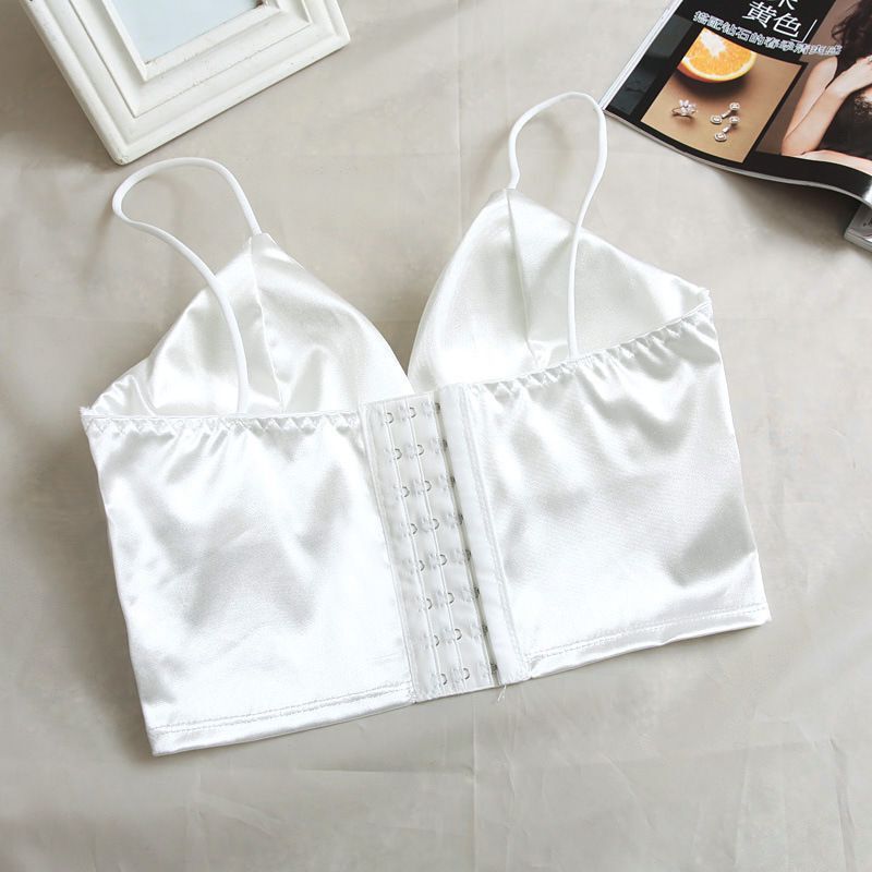 best Women's Tube Top Silk Comfortable Crop Top Sexy Camisole Wireless Summer V-Neck Sleeveless Underwear 0 shop online at M2K Trends for