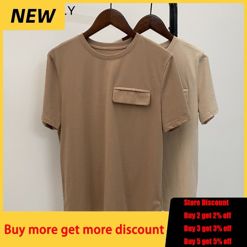 best WOTWOY Summer Casual Solid T-shirts Women Fake Pocket O-Neck Cotton Short Sleeve Tees Female Basic Loose Soft Tops Harajuku 2023 0 shop online at M2K Trends for