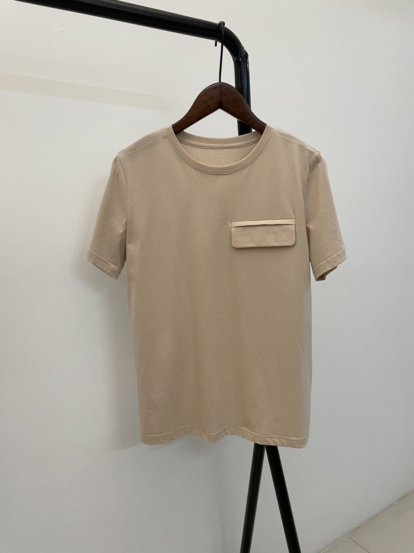 best WOTWOY Summer Casual Solid T-shirts Women Fake Pocket O-Neck Cotton Short Sleeve Tees Female Basic Loose Soft Tops Harajuku 2023 0 shop online at M2K Trends for