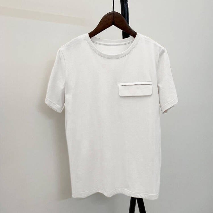 best WOTWOY Summer Casual Solid T-shirts Women Fake Pocket O-Neck Cotton Short Sleeve Tees Female Basic Loose Soft Tops Harajuku 2023 0 shop online at M2K Trends for