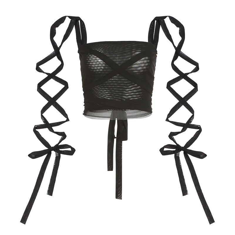 best Y2K Autumn Halter T-shirt Mesh Long Sleeve Backless Crop Top Female Zip Up Slim Fit Tee Sexy Women 90s Aesthetic Streetwear 0 shop online at M2K Trends for