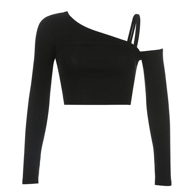 best Y2K Autumn Halter T-shirt Mesh Long Sleeve Backless Crop Top Female Zip Up Slim Fit Tee Sexy Women 90s Aesthetic Streetwear 0 shop online at M2K Trends for