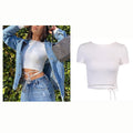 best Y2k Clothes For Women Summer White Crop Top T-shirt Corset Tank Top Gothic Fairy Grunge Tops For Girls Aesthetic Tees Streetwear 0 shop online at M2K Trends for