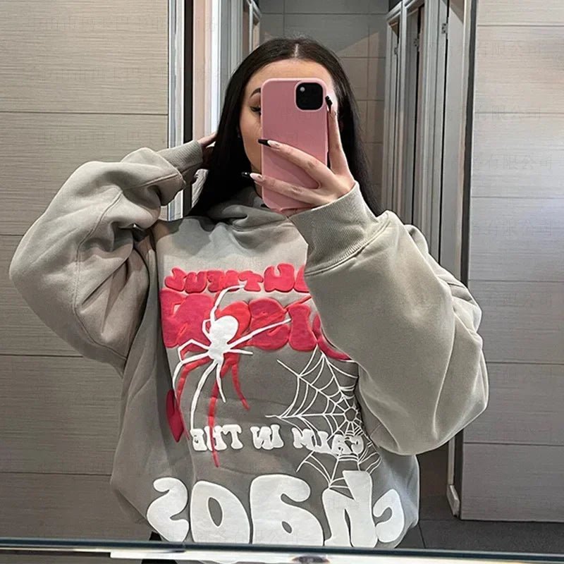 best Y2K Hoodies Women Harajuku Letter Print Long Sleeve Oversized Pullover Top Hip Hop Punk Long Sleeve Hooded Sweatshirt Streetwear shop online at M2K Trends for