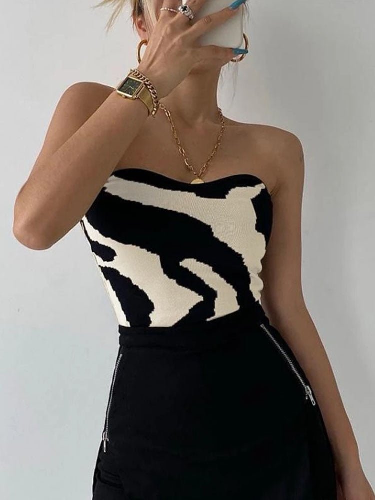 best Yedinas Streetwear Patchwork Slim Cropped Feminino Sleeveless Tank Top Women Sexy Skinny Top Femme Corset Tube Korean Style 2022 0 shop online at M2K Trends for