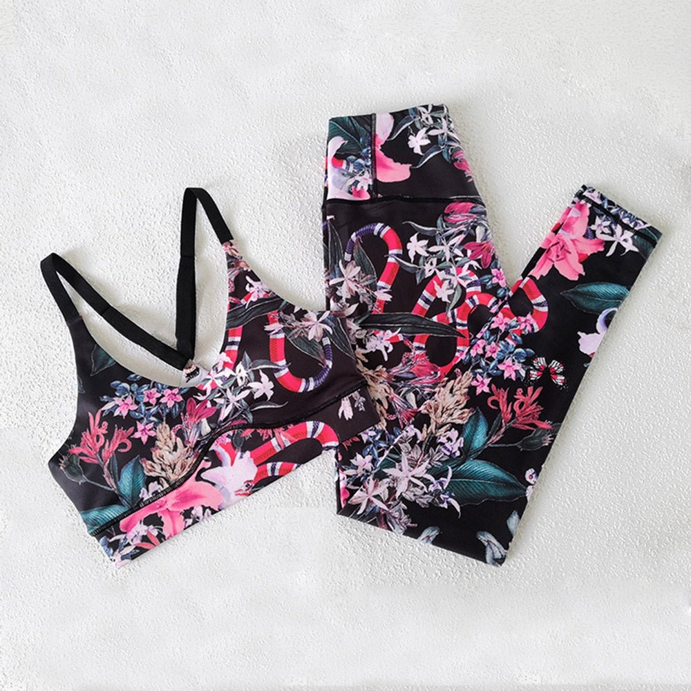 best Yoga Gym Set Women 2 Piece Set Fitness Women Sport Set Workout Clothes For Women Floral Print Sports Suits Women Gym Clothing 0 shop online at M2K Trends for