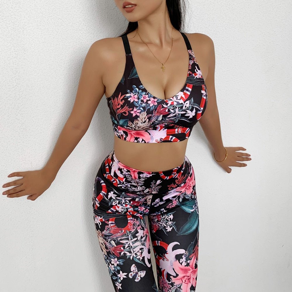 best Yoga Gym Set Women 2 Piece Set Fitness Women Sport Set Workout Clothes For Women Floral Print Sports Suits Women Gym Clothing 0 shop online at M2K Trends for