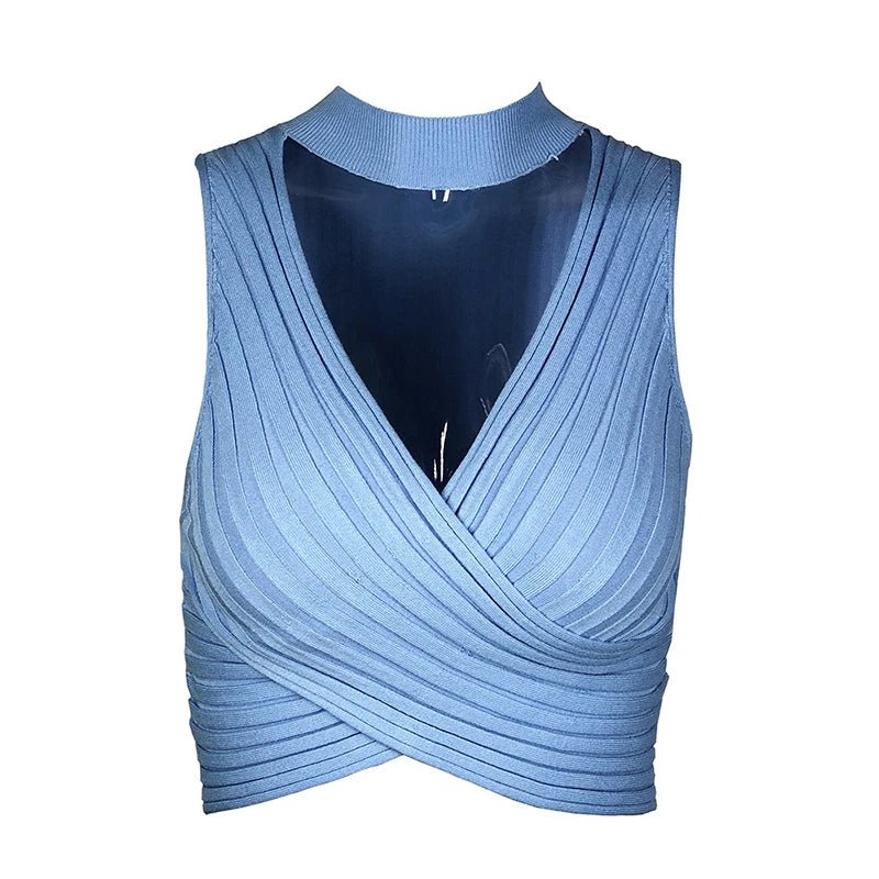 best ZHYMIHRET Sexy V Neck Halter Ribbed Tank Tops Women Y2K Knitted Wrap Ruched Crop Tops Mujer Streetwear Camis Debardeur Femme shop online at M2K Trends for