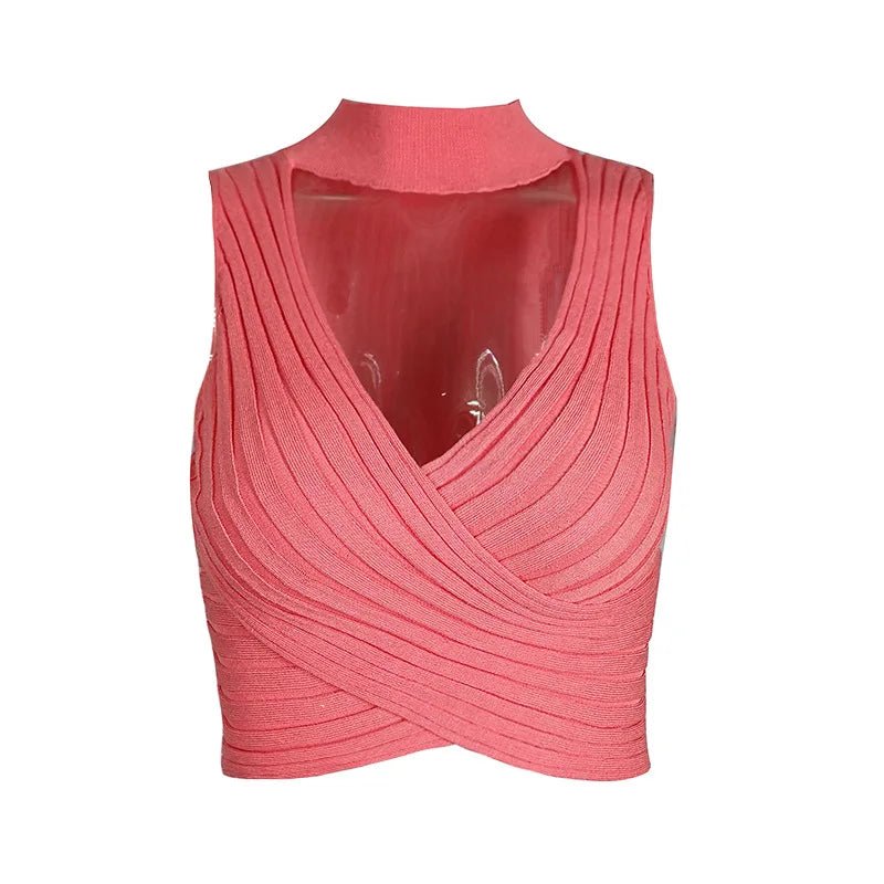 best ZHYMIHRET Sexy V Neck Halter Ribbed Tank Tops Women Y2K Knitted Wrap Ruched Crop Tops Mujer Streetwear Camis Debardeur Femme shop online at M2K Trends for